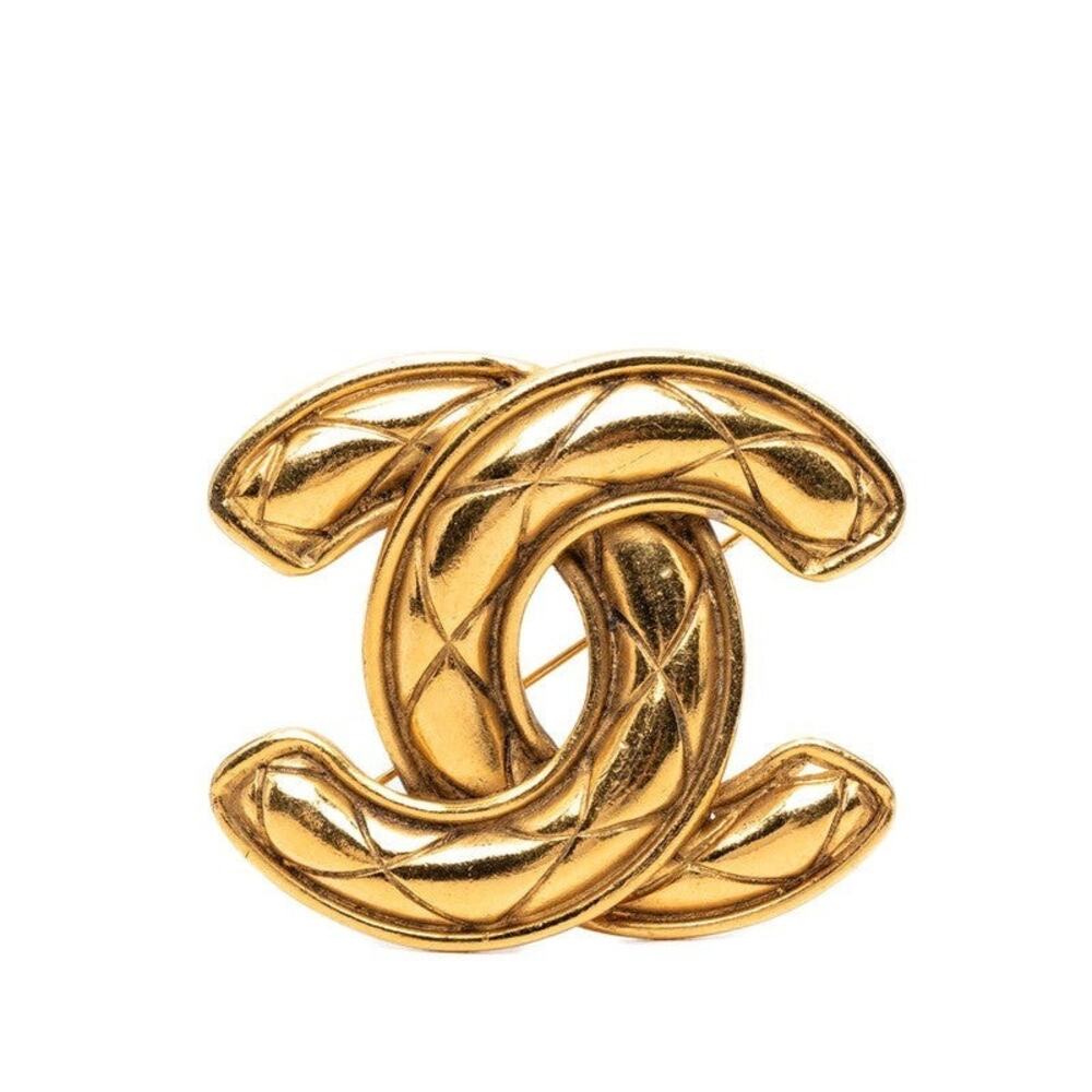 Chanel Matelasse CC Logo Brooch Gold Plated